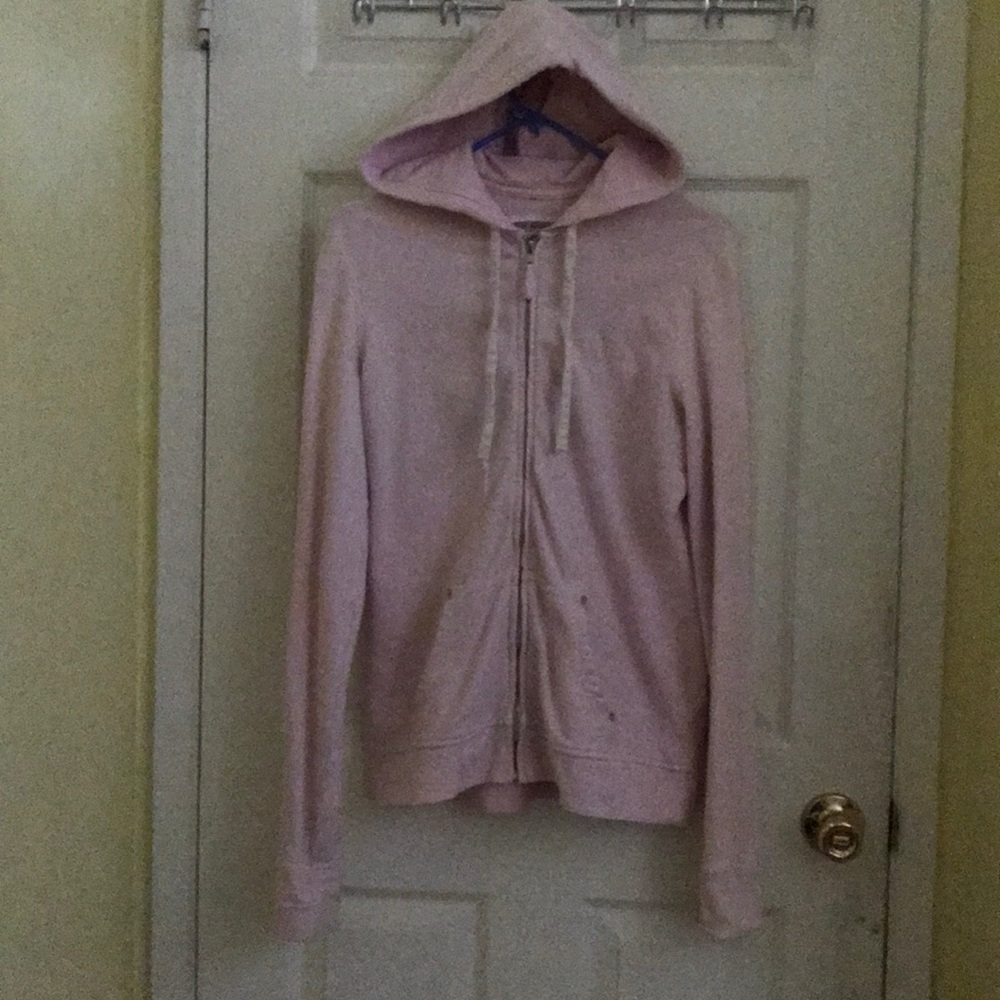 TRUE RELIGION PINK ZIPUP HOODIE L 95% COTTON